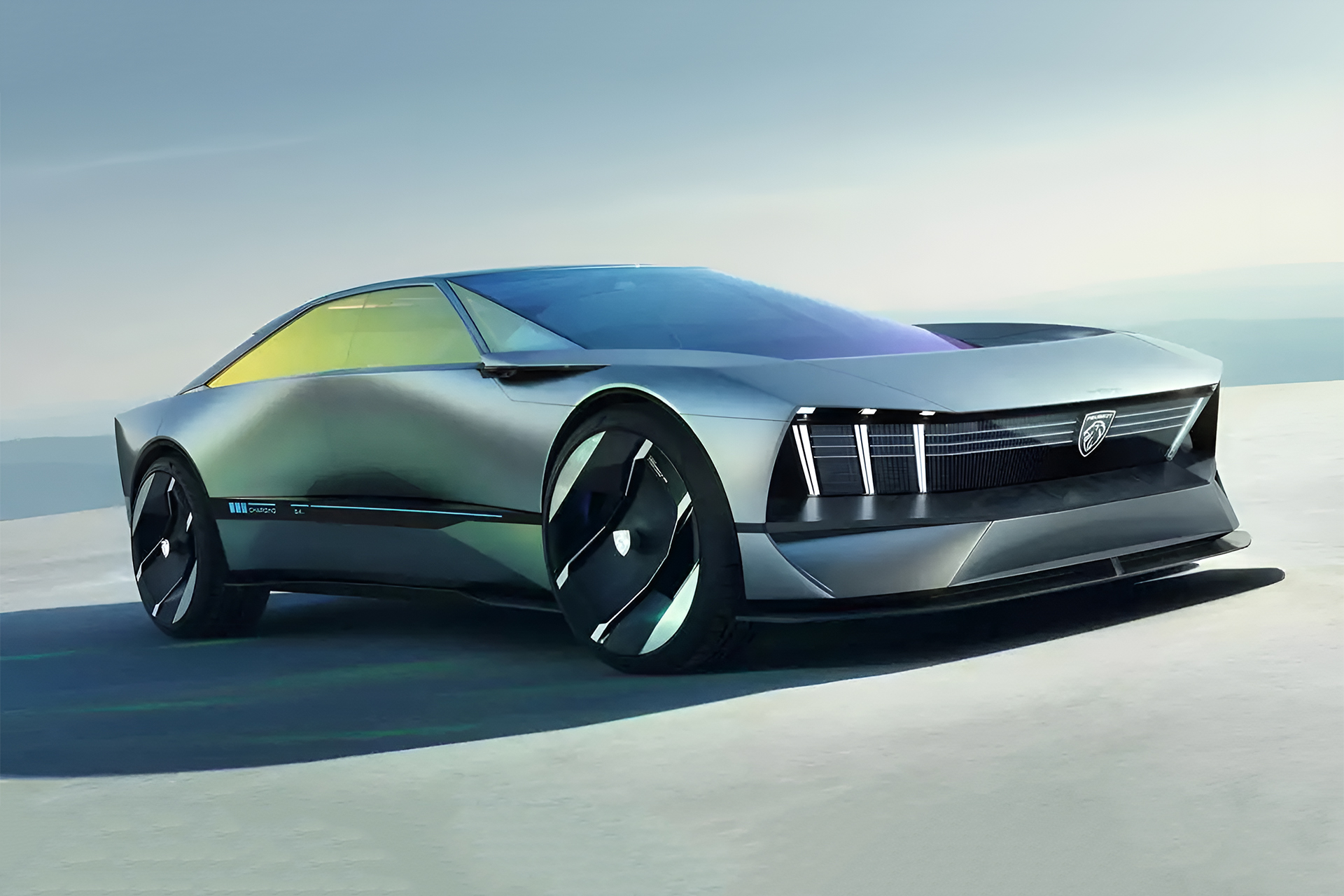 Carro elétrico conceito futurista da Peugeot, que possui carregamento por indução, garante 150 km de autonomia com apenas 5 minutos de carga