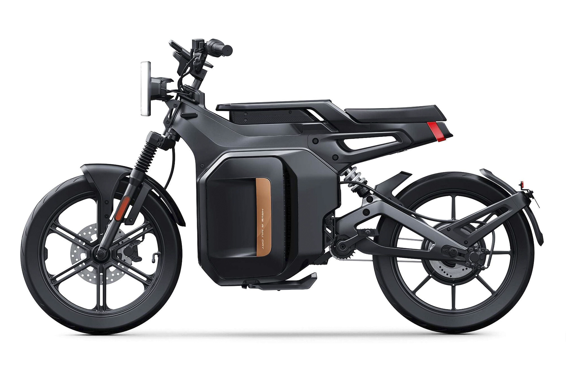 Bicicleta elétrica parruda, com cara de moto, tem 65 km de autonomia, freios a disco e suspensão telescópica