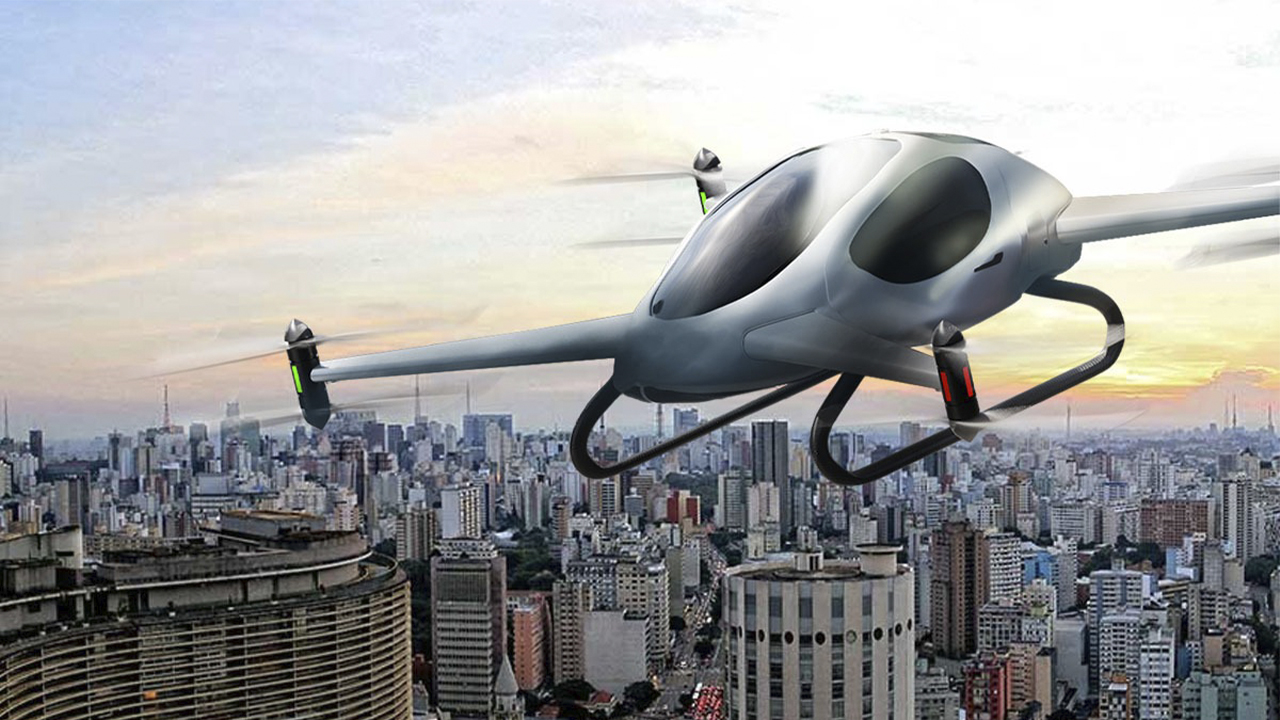 Genesis X1, primeiro carro elétrico voador criado no Brasil, tem velocidade máxima de 130 km h e autonomia de voo de 60 minutos