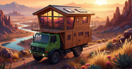Cansado de trailers comuns? Conheça o Unimog woody camper que revoluciona o design off-road rústico