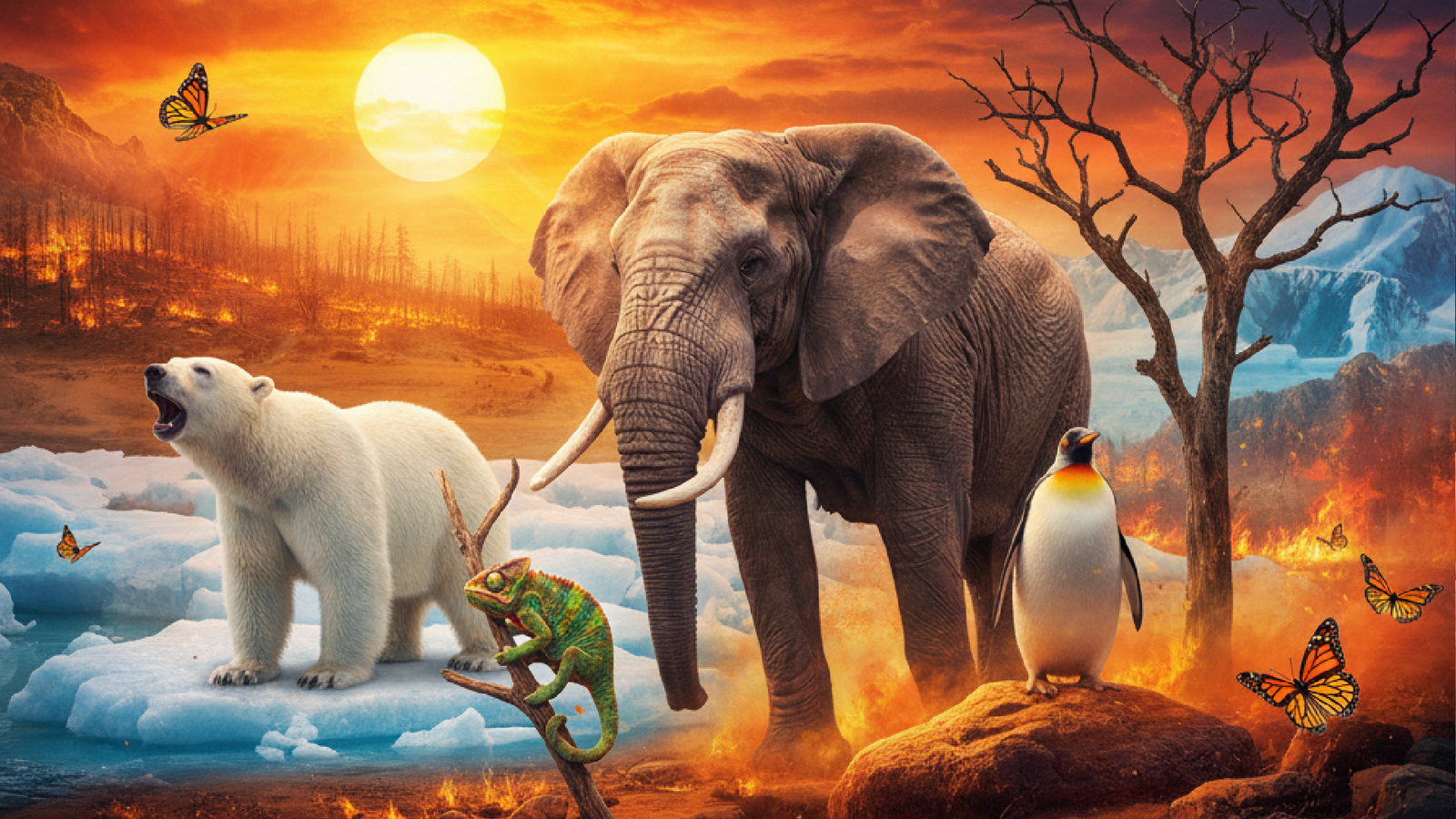 Imagem ilustrativa sobre Vítimas silenciosas da mudança climática: calor extremo põe em risco milhares de espécies animais no